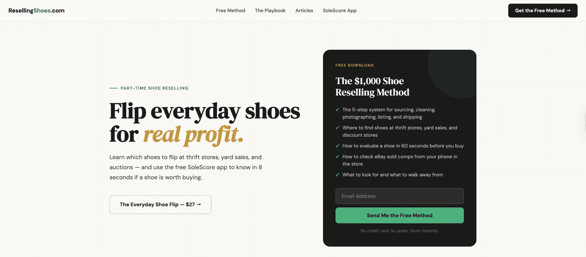 ResellingShoes.com screenshot